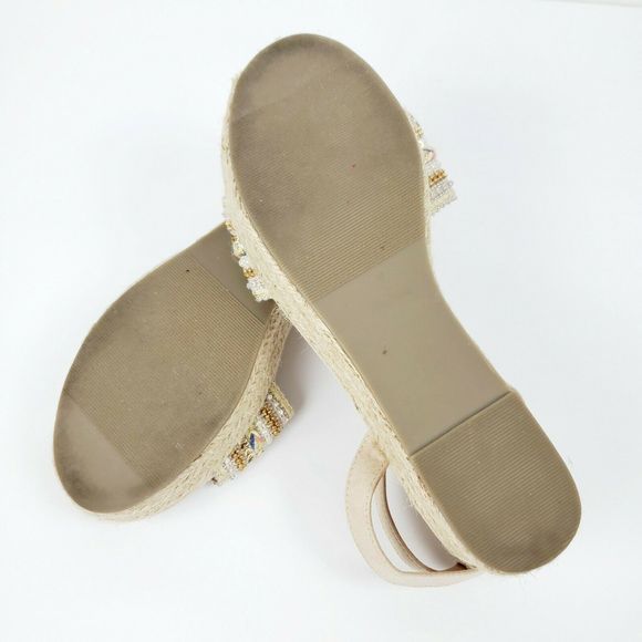 Kaari Blue Embellished Beige Espadrilles 8.5M EUC - Picture 6 of 6